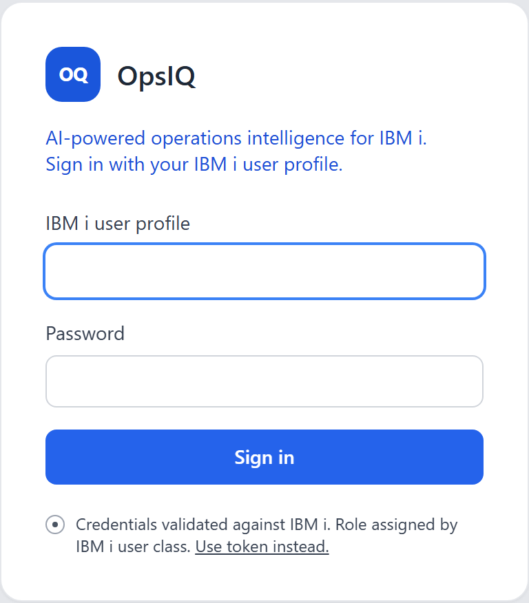 The OpsIQ login page